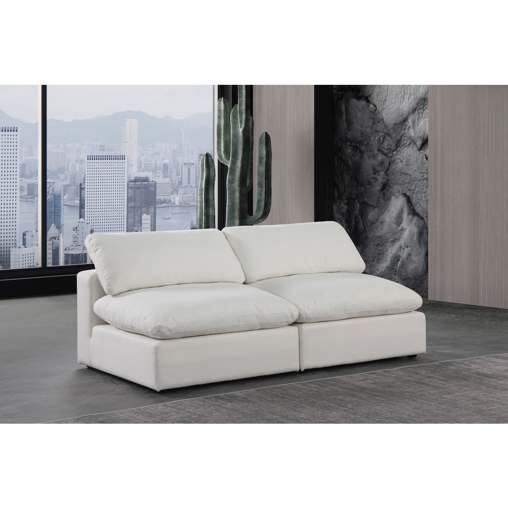 Comfy Cream Linen Textured Fabric Modular Sofa. Picture 2