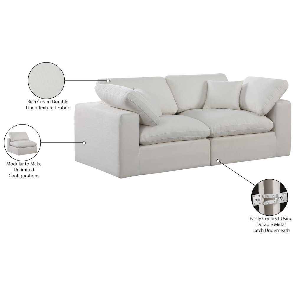 Comfy Cream Linen Textured Fabric Modular Sofa. Picture 10