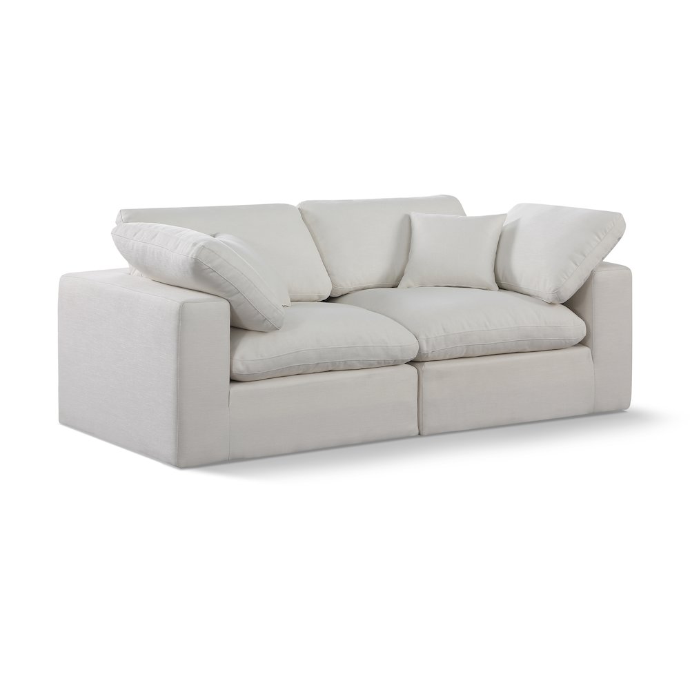 Comfy Cream Linen Textured Fabric Modular Sofa. Picture 1