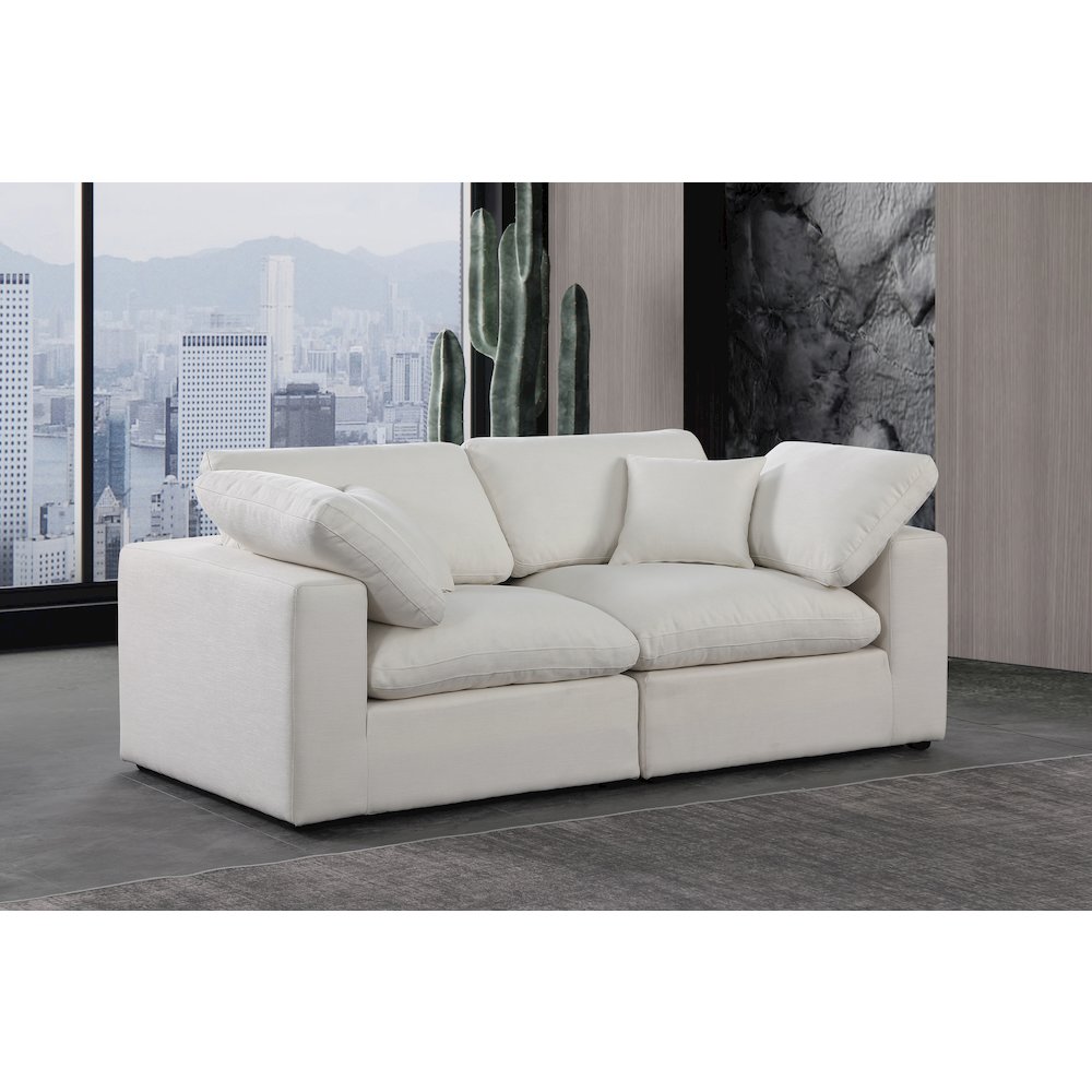 Comfy Cream Linen Textured Fabric Modular Sofa. Picture 2