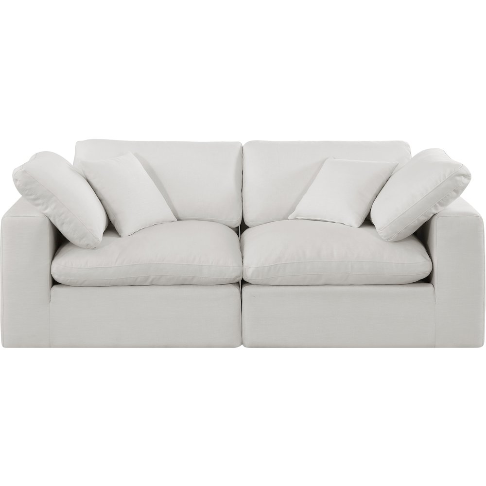 Comfy Cream Linen Textured Fabric Modular Sofa. Picture 4