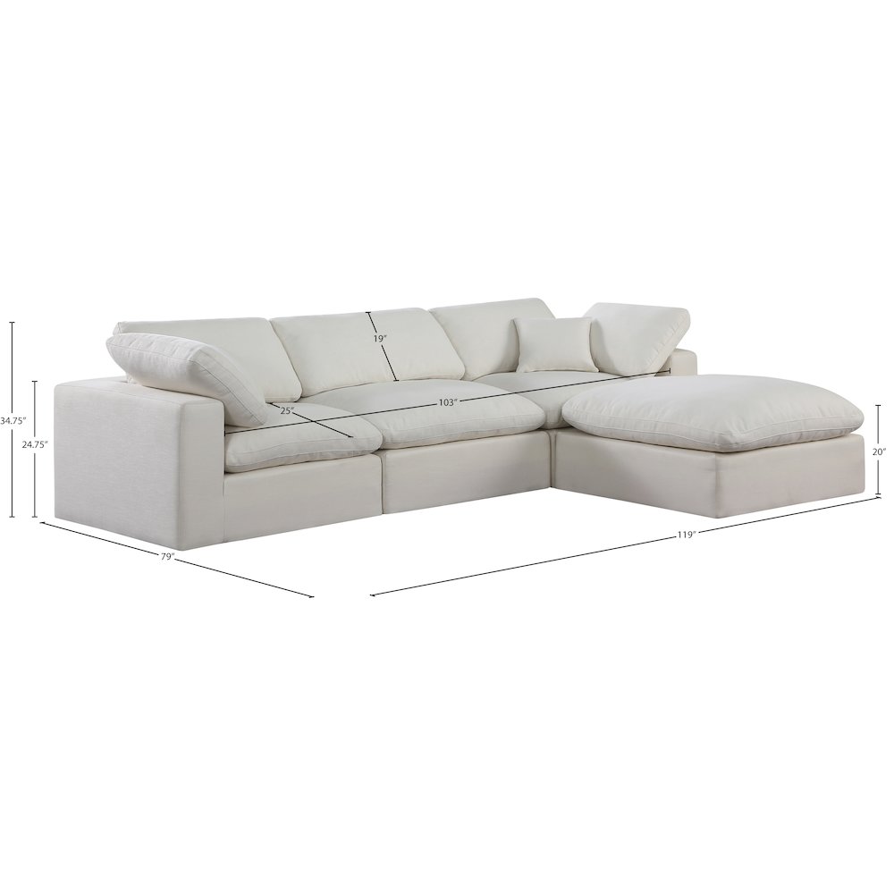 Comfy Cream Linen Textured Fabric Modular Sectional. Picture 15