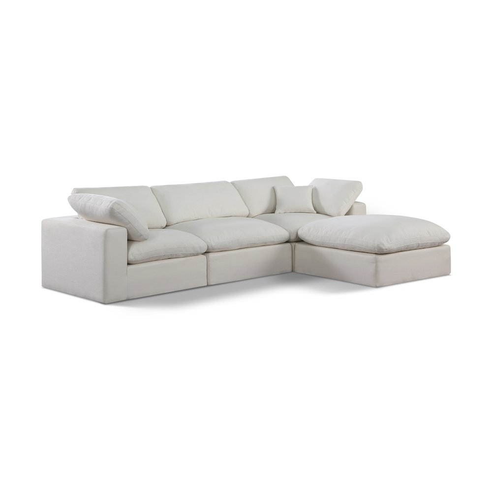 Comfy Cream Linen Textured Fabric Modular Sectional. Picture 1