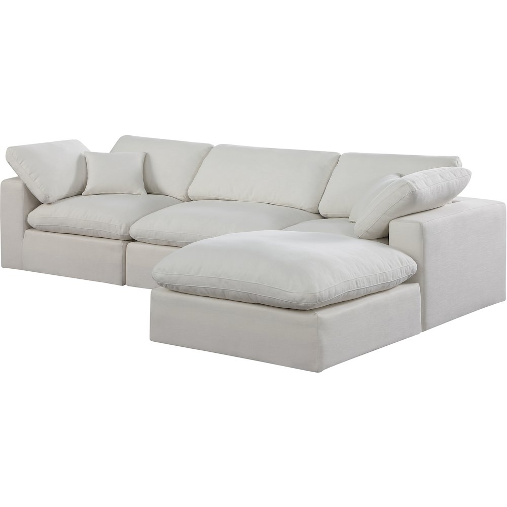 Comfy Cream Linen Textured Fabric Modular Sectional. Picture 2