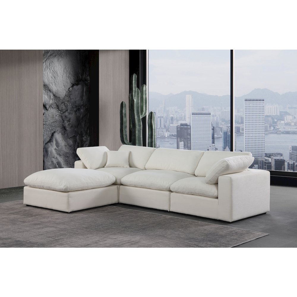 Comfy Cream Linen Textured Fabric Modular Sectional. Picture 3