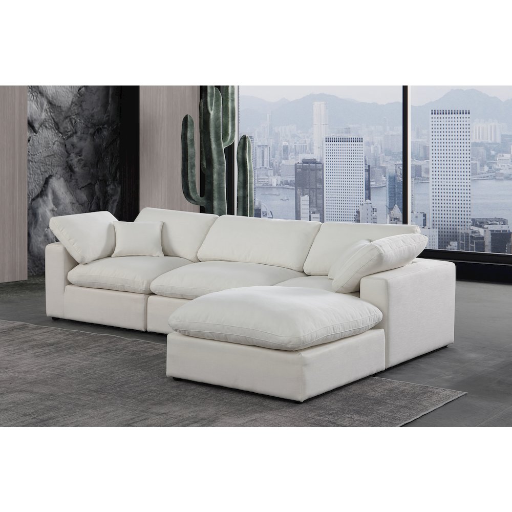 Comfy Cream Linen Textured Fabric Modular Sectional. Picture 4