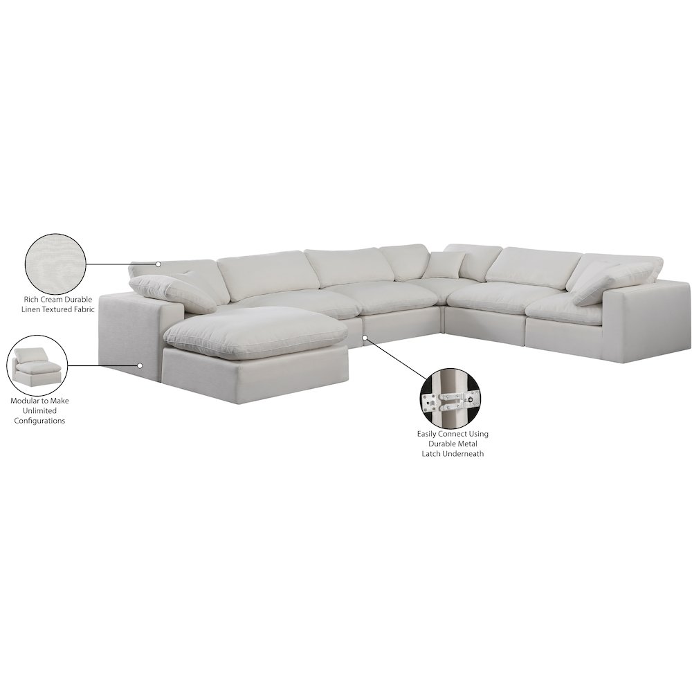 Comfy Cream Linen Textured Fabric Modular Sectional. Picture 11