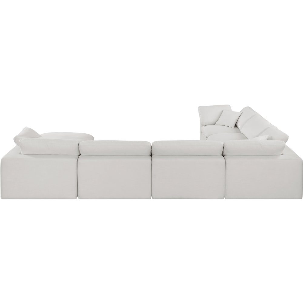 Comfy Cream Linen Textured Fabric Modular Sectional. Picture 3