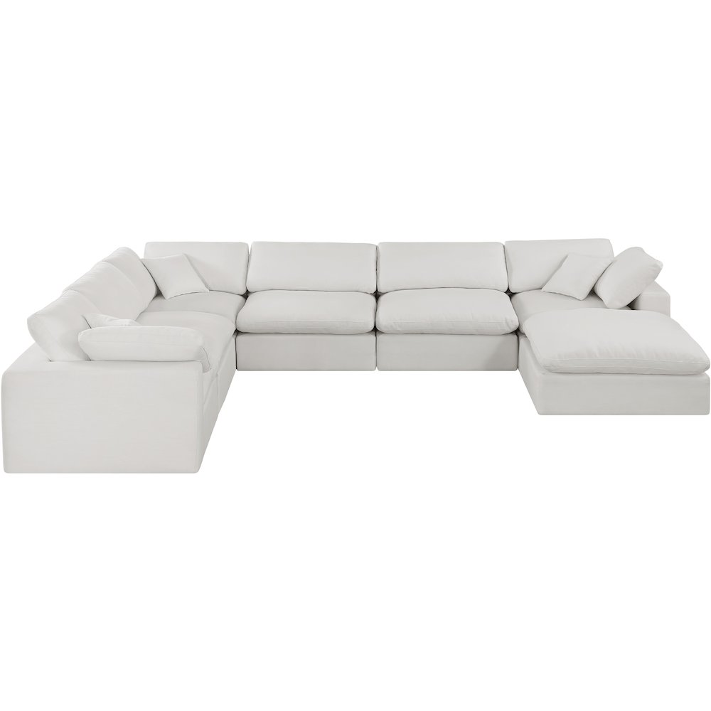 Comfy Cream Linen Textured Fabric Modular Sectional. Picture 4