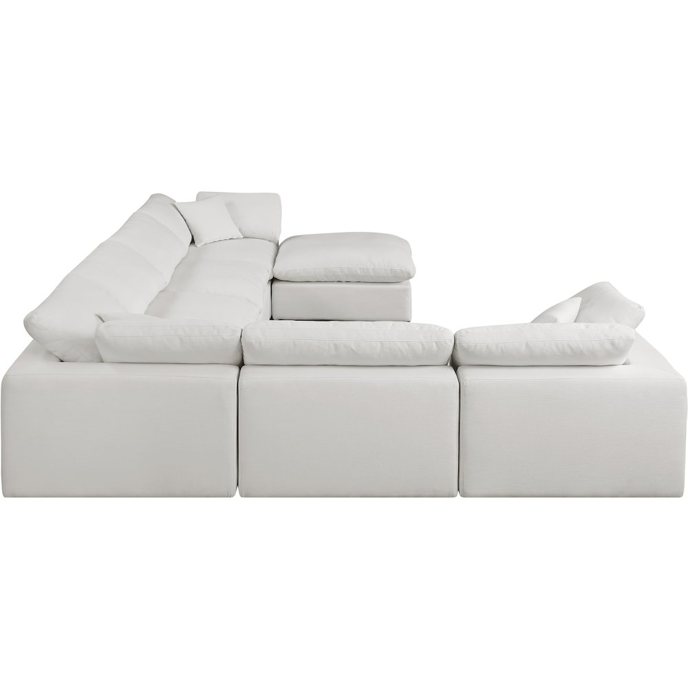 Comfy Cream Linen Textured Fabric Modular Sectional. Picture 5