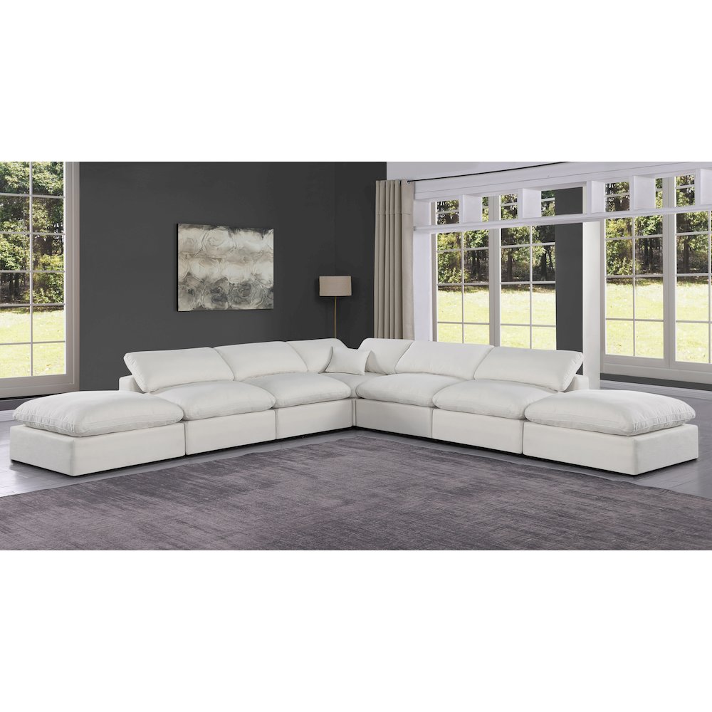 Comfy Cream Linen Textured Fabric Modular Sectional. Picture 2