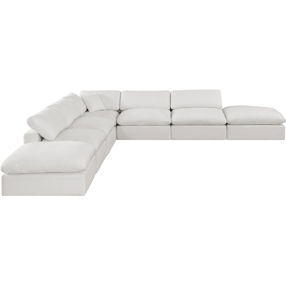 Comfy Cream Linen Textured Fabric Modular Sectional. Picture 4