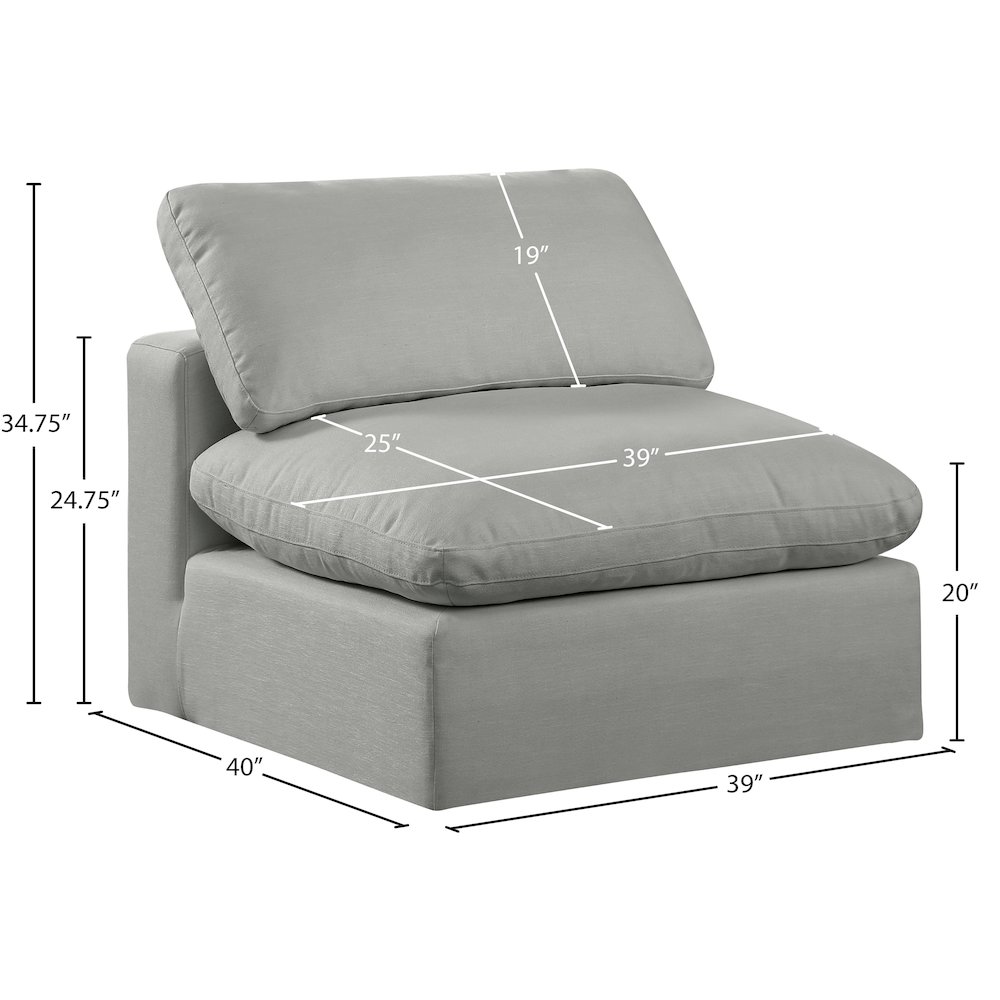 Comfy Grey Linen Textured Fabric Modular Armless Chair. Picture 9