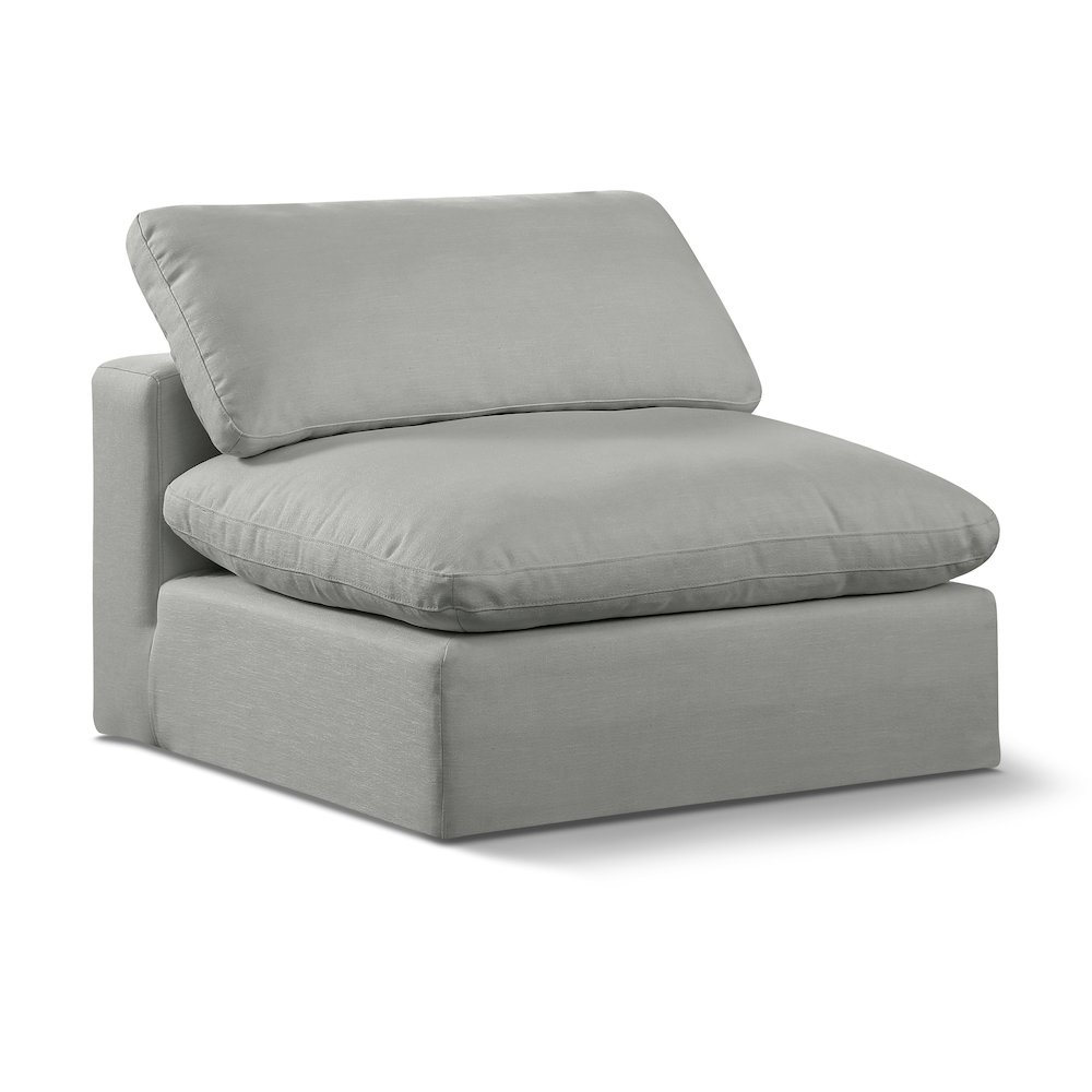 Comfy Grey Linen Textured Fabric Modular Armless Chair. Picture 1