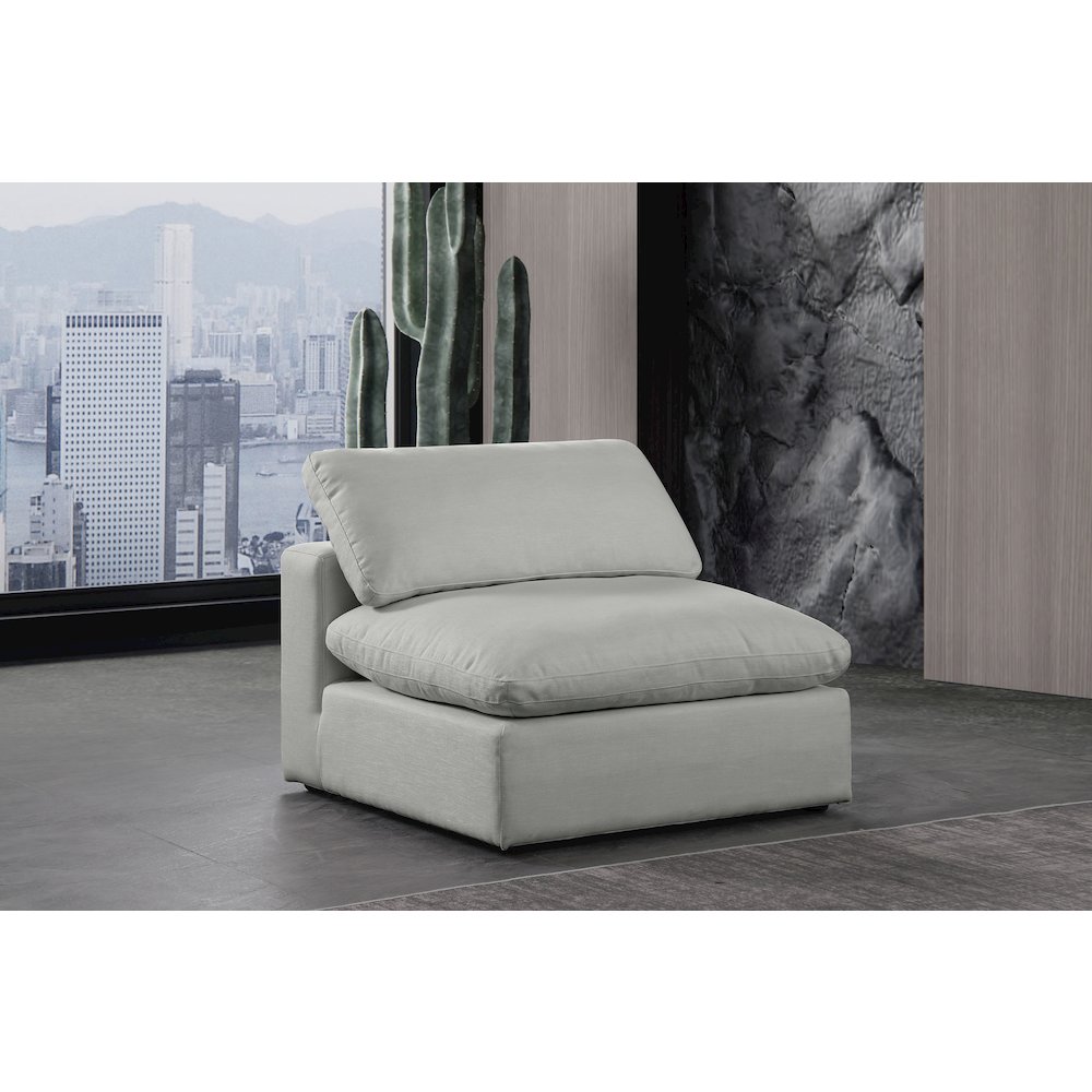 Comfy Grey Linen Textured Fabric Modular Armless Chair. Picture 2