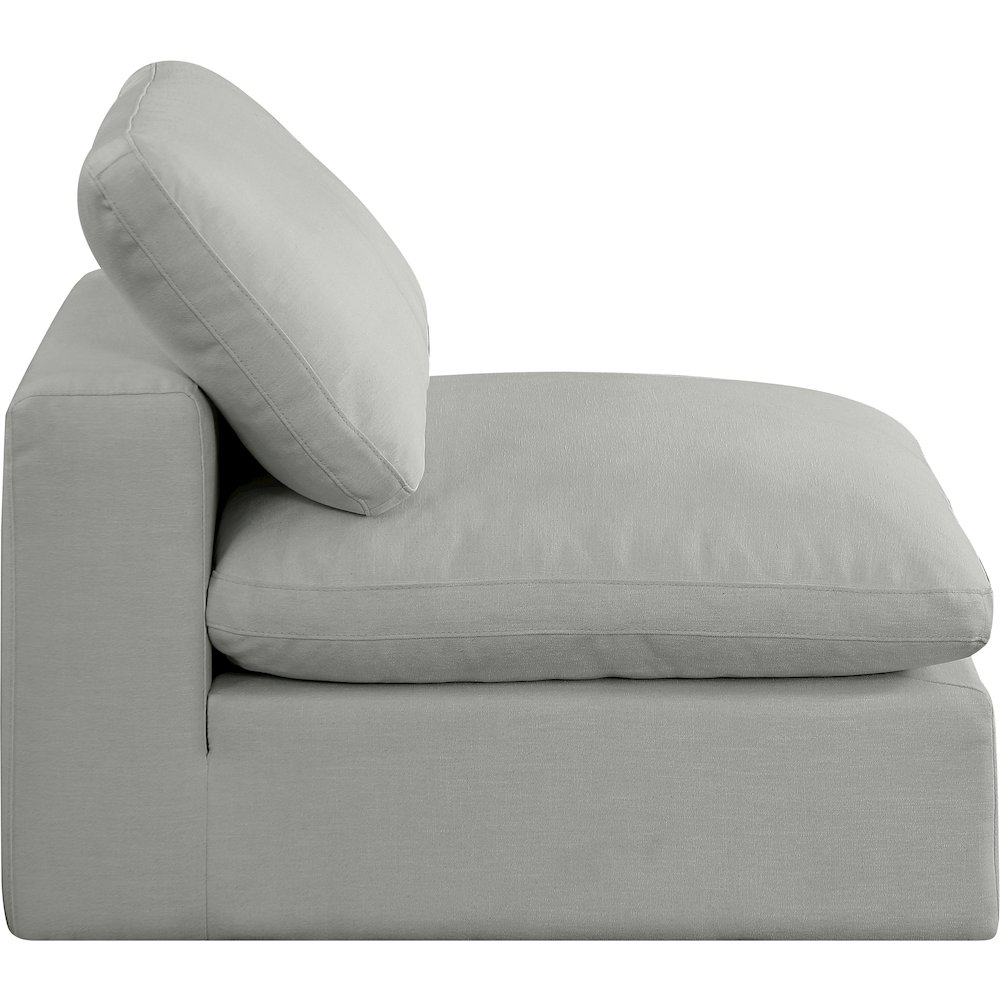 Comfy Grey Linen Textured Fabric Modular Armless Chair. Picture 5