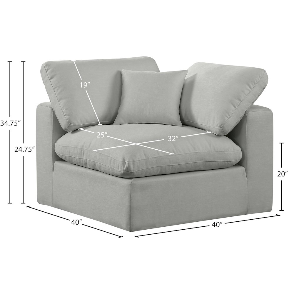 Comfy Grey Linen Textured Fabric Modular Corner Chair. Picture 8