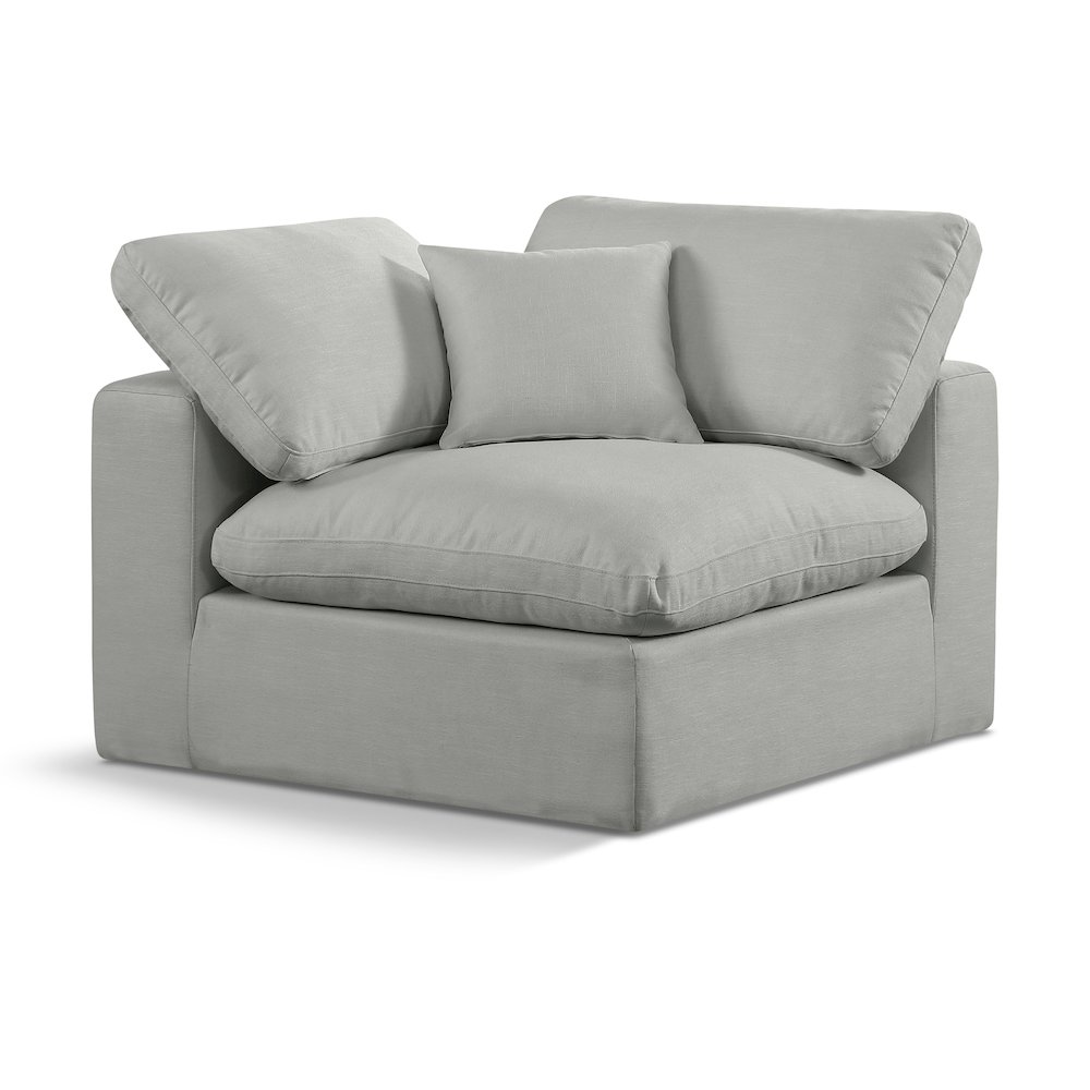 Comfy Grey Linen Textured Fabric Modular Corner Chair. Picture 1