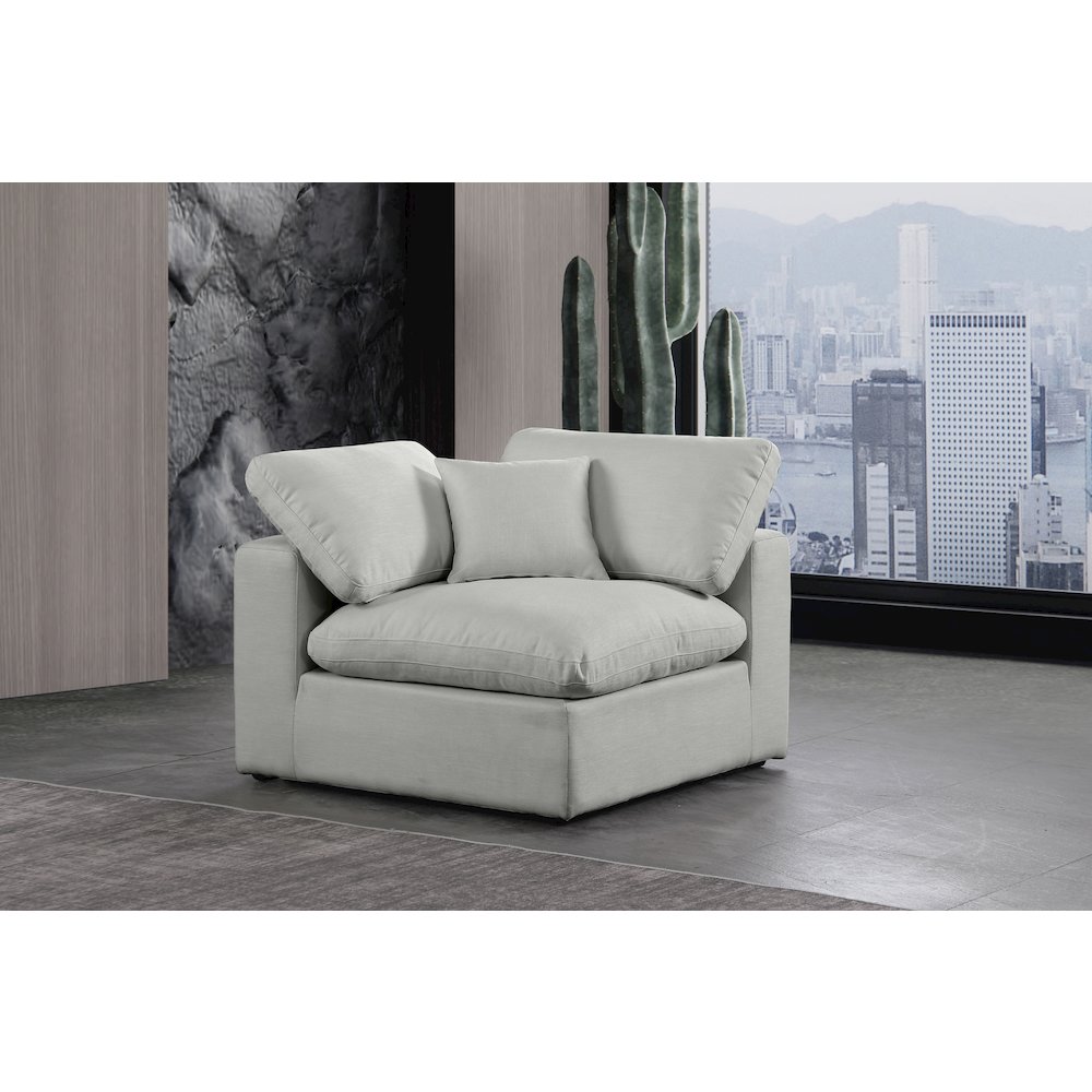Comfy Grey Linen Textured Fabric Modular Corner Chair. Picture 2