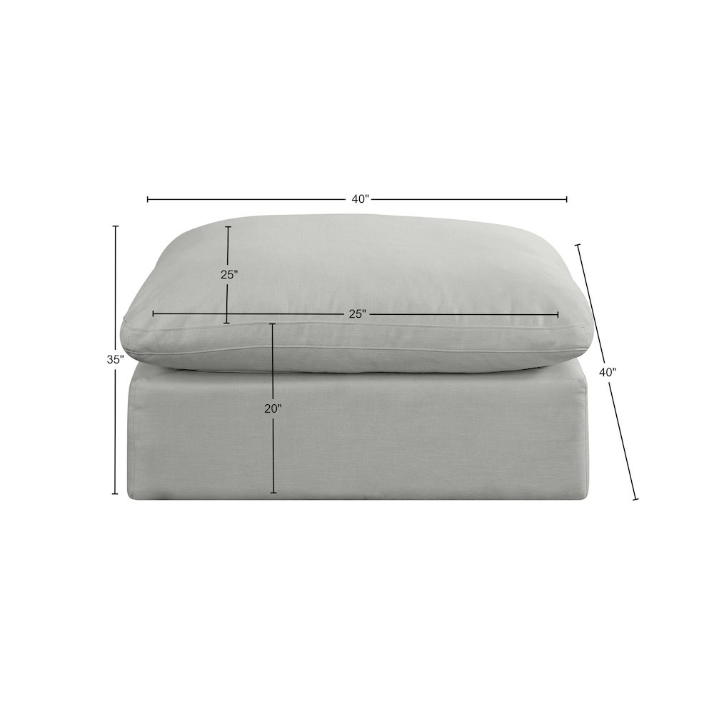 Comfy Grey Linen Textured Fabric Modular Ottoman. Picture 5