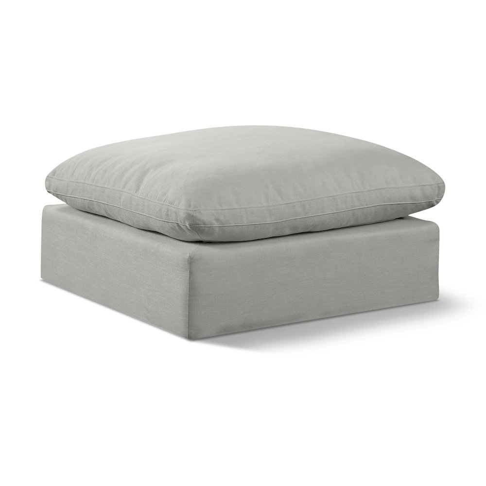 Comfy Grey Linen Textured Fabric Modular Ottoman. Picture 1