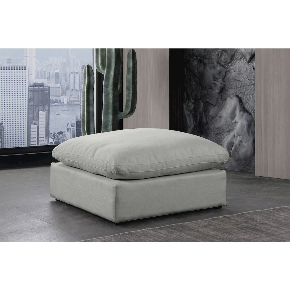 Comfy Grey Linen Textured Fabric Modular Ottoman. Picture 2