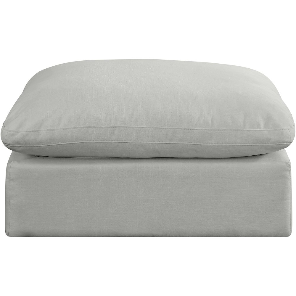 Comfy Grey Linen Textured Fabric Modular Ottoman. Picture 3