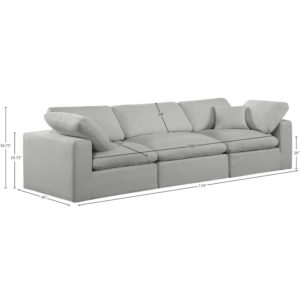 Comfy Grey Linen Textured Fabric Modular Sofa. Picture 9