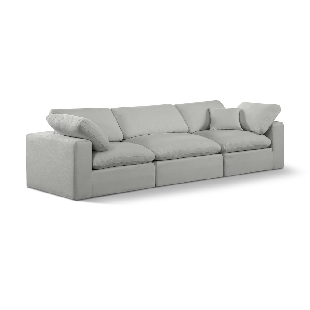 Comfy Grey Linen Textured Fabric Modular Sofa. Picture 1