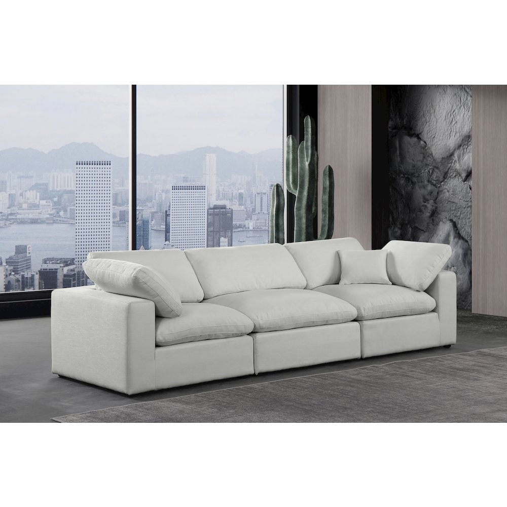 Comfy Grey Linen Textured Fabric Modular Sofa. Picture 2