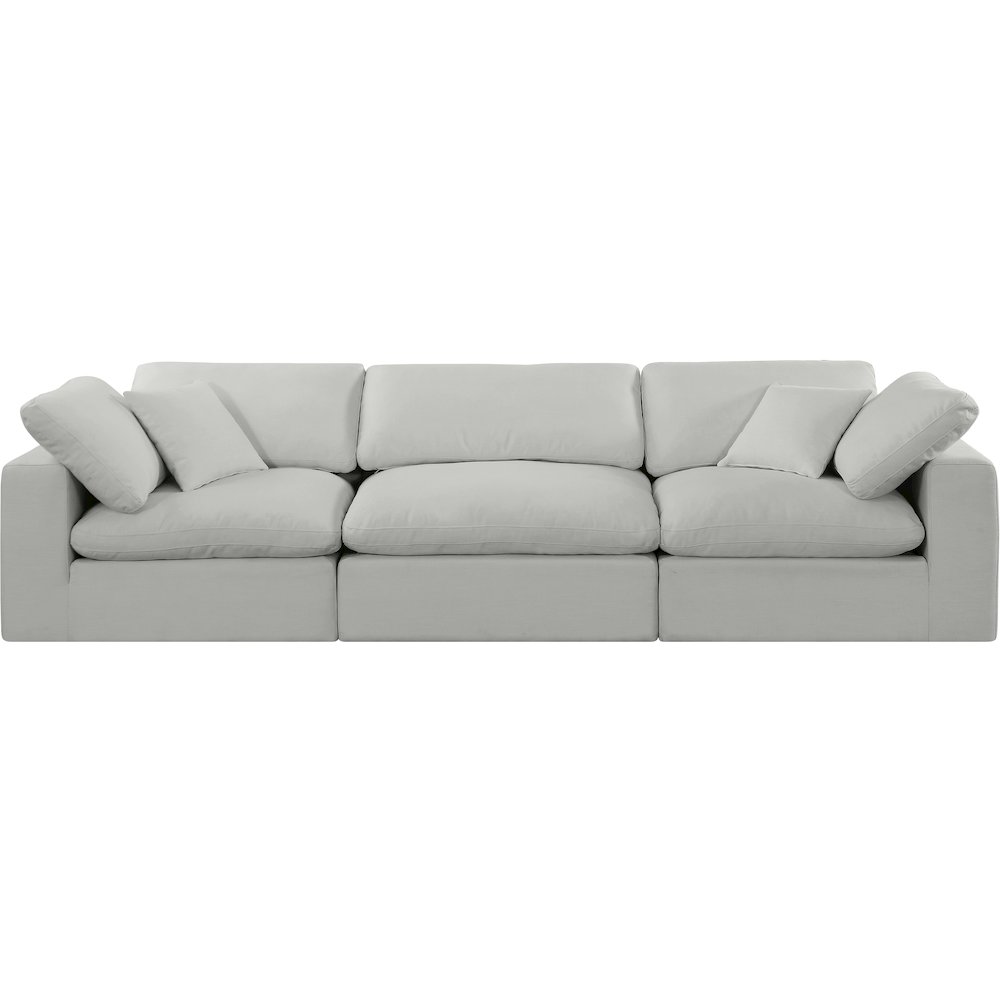 Comfy Grey Linen Textured Fabric Modular Sofa. Picture 4