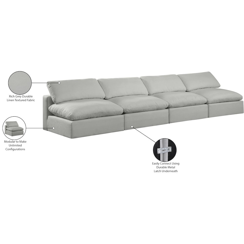 Comfy Grey Linen Textured Fabric Modular Sofa. Picture 10
