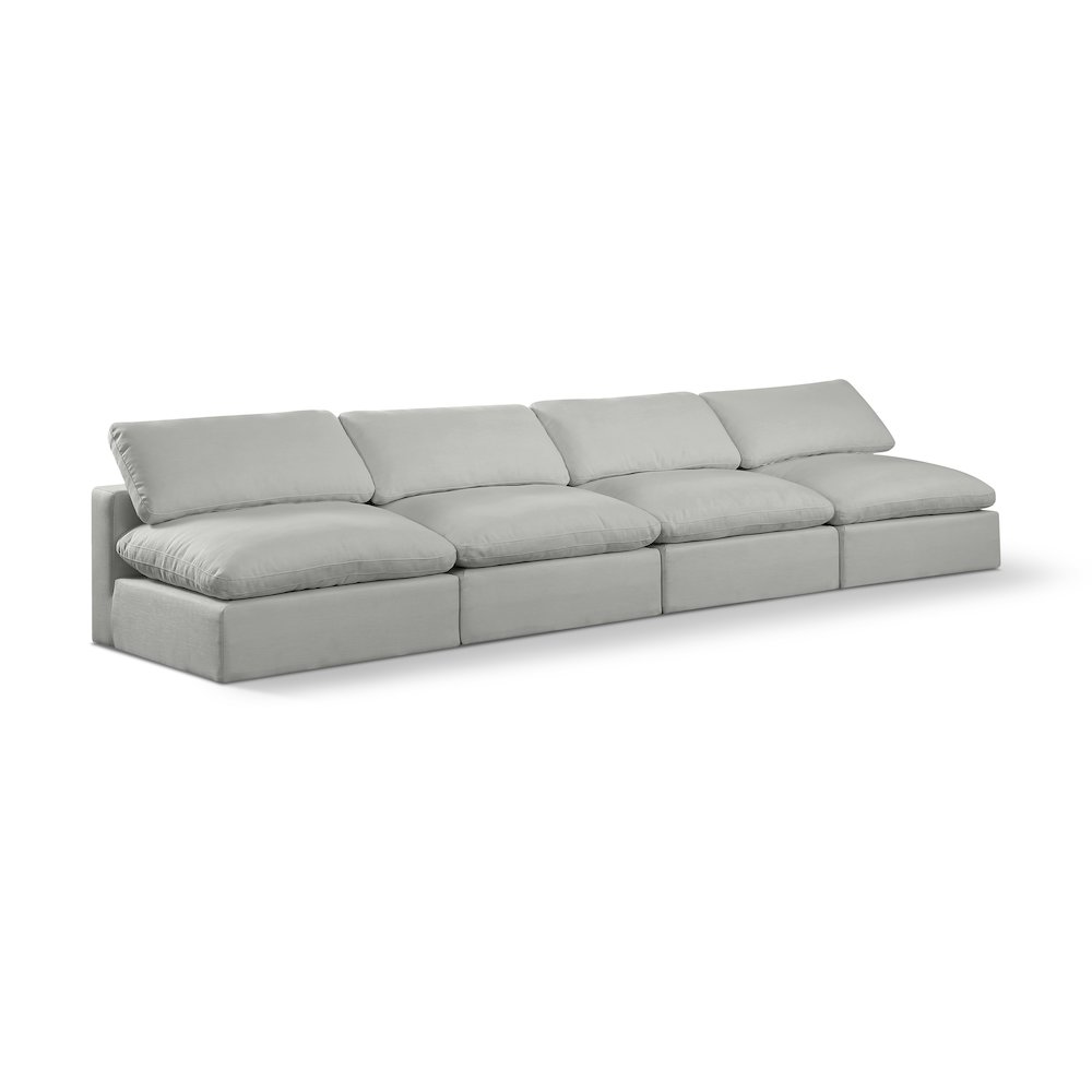 Comfy Grey Linen Textured Fabric Modular Sofa. Picture 1