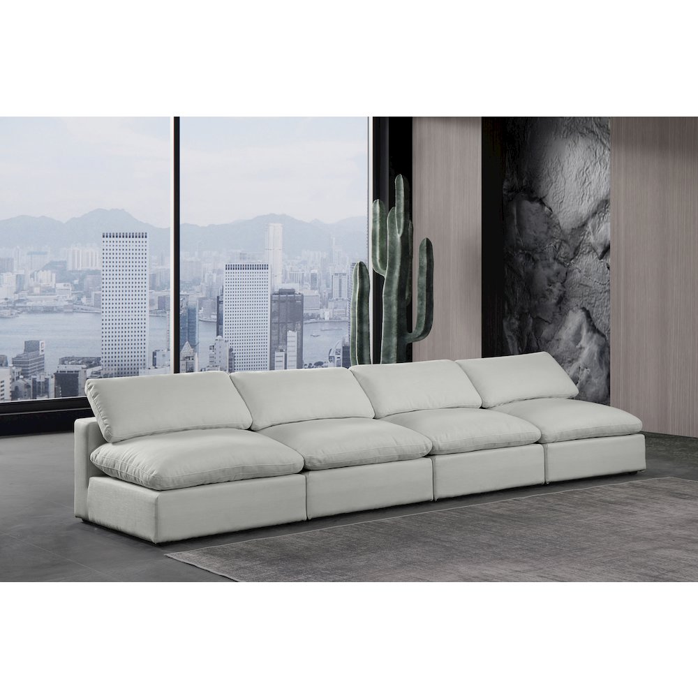 Comfy Grey Linen Textured Fabric Modular Sofa. Picture 2