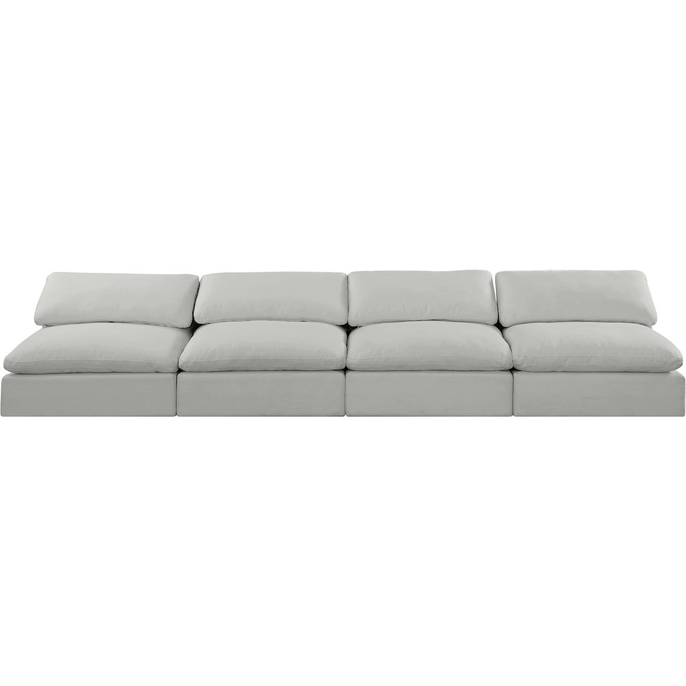 Comfy Grey Linen Textured Fabric Modular Sofa. Picture 4