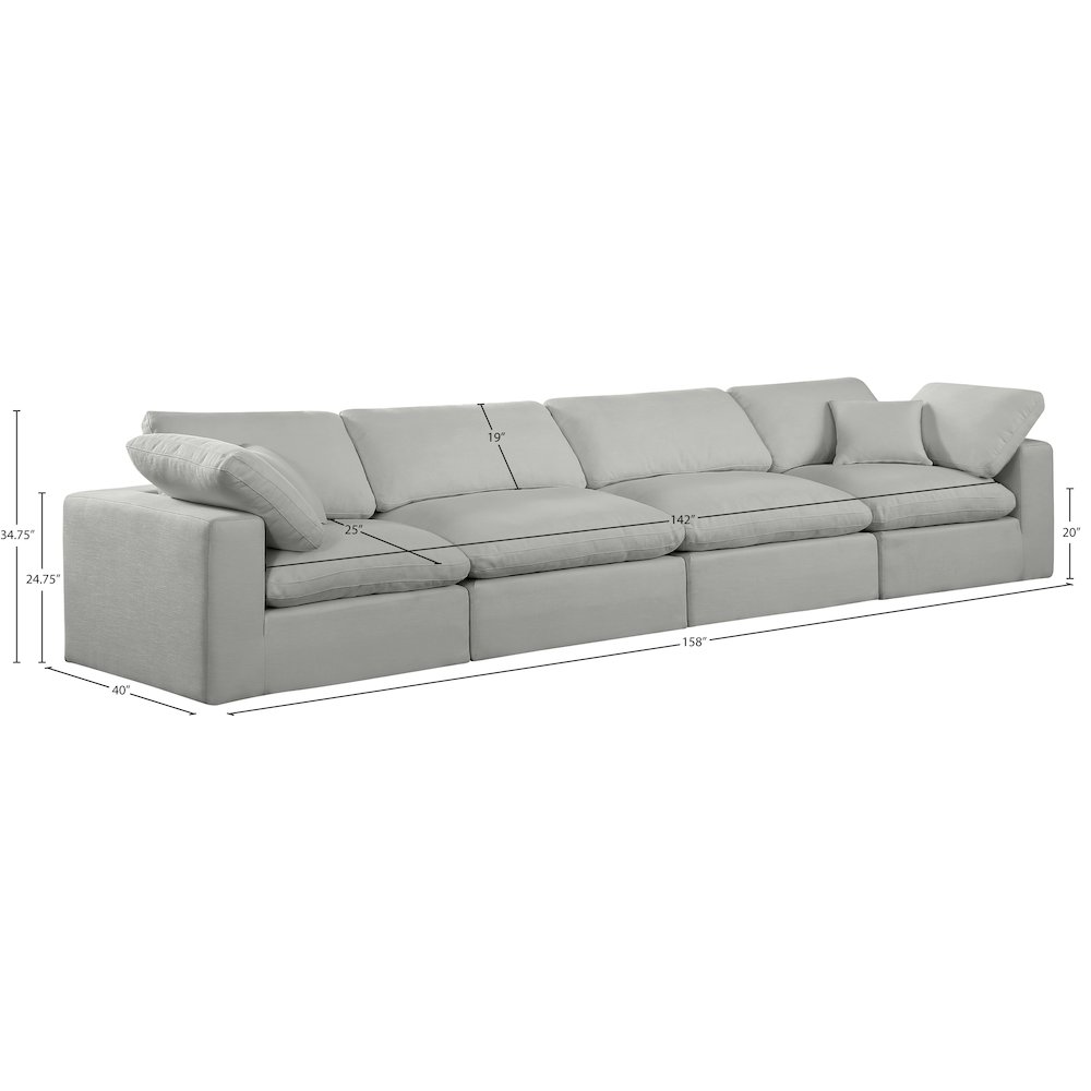 Comfy Grey Linen Textured Fabric Modular Sofa. Picture 9