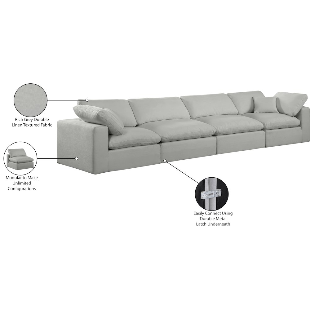 Comfy Grey Linen Textured Fabric Modular Sofa. Picture 10