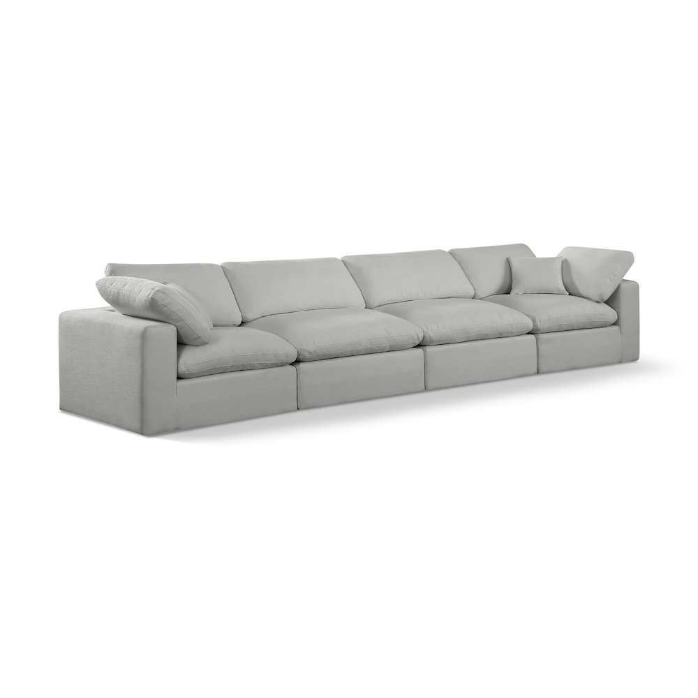 Comfy Grey Linen Textured Fabric Modular Sofa. Picture 1
