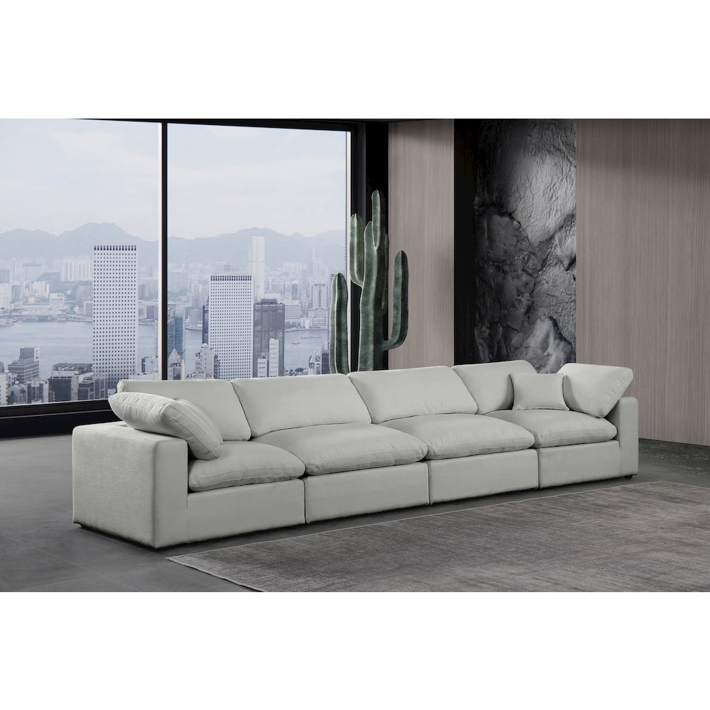 Comfy Grey Linen Textured Fabric Modular Sofa. Picture 2
