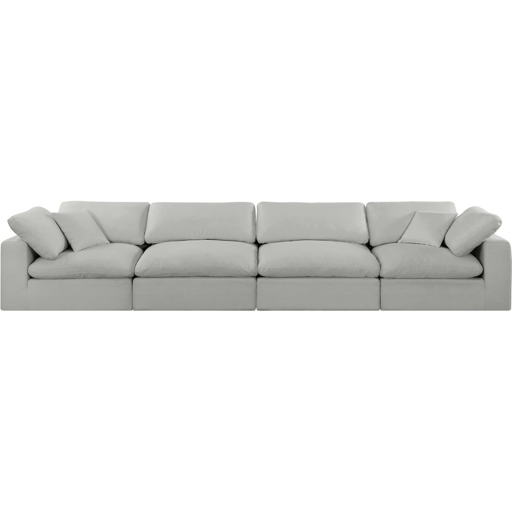 Comfy Grey Linen Textured Fabric Modular Sofa. Picture 4