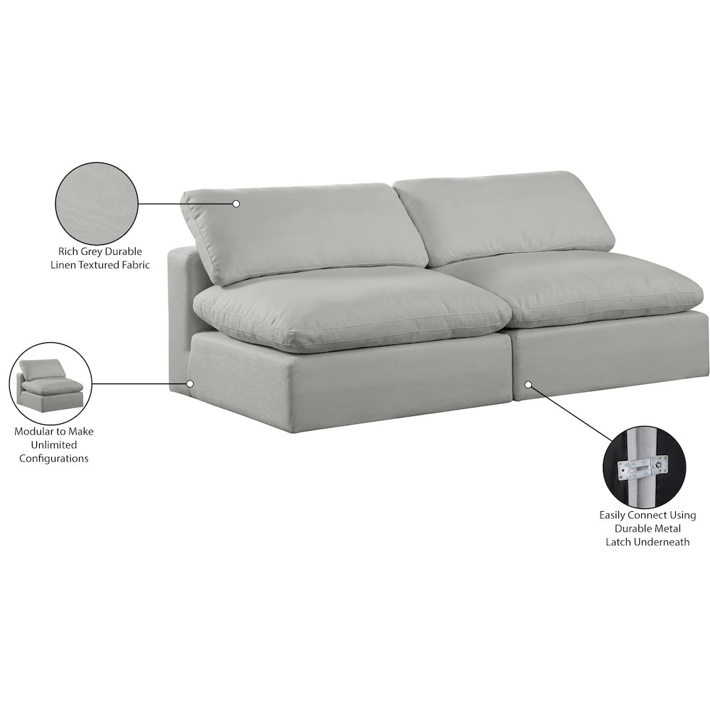 Comfy Grey Linen Textured Fabric Modular Sofa. Picture 10