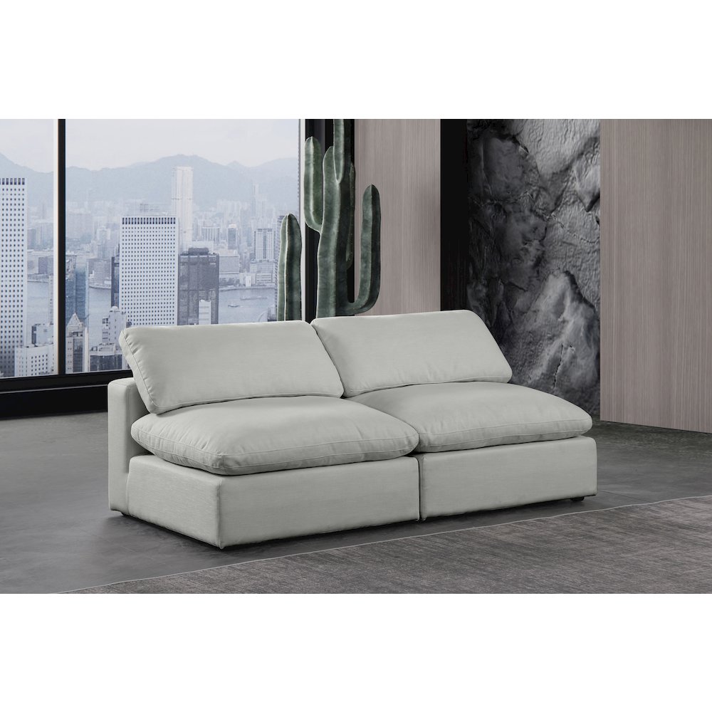 Comfy Grey Linen Textured Fabric Modular Sofa. Picture 2