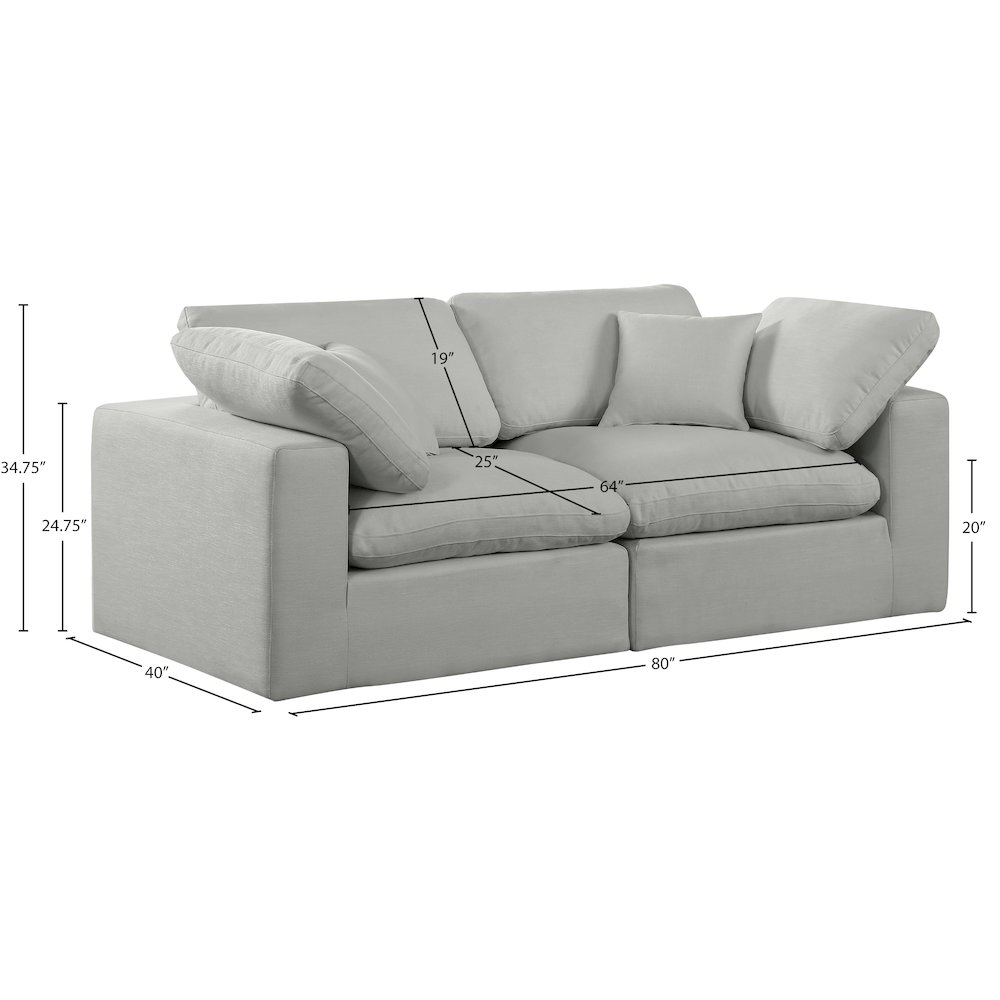 Comfy Grey Linen Textured Fabric Modular Sofa. Picture 9