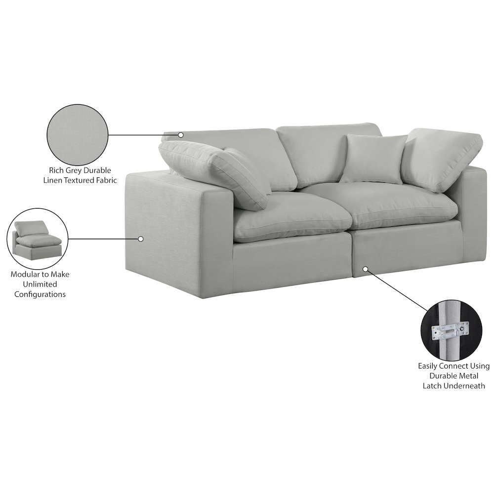 Comfy Grey Linen Textured Fabric Modular Sofa. Picture 10