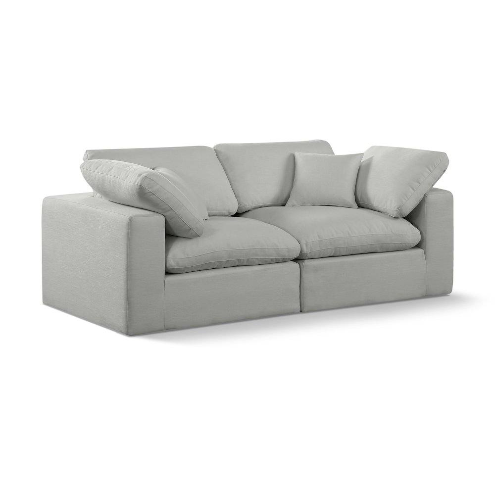Comfy Grey Linen Textured Fabric Modular Sofa. Picture 1