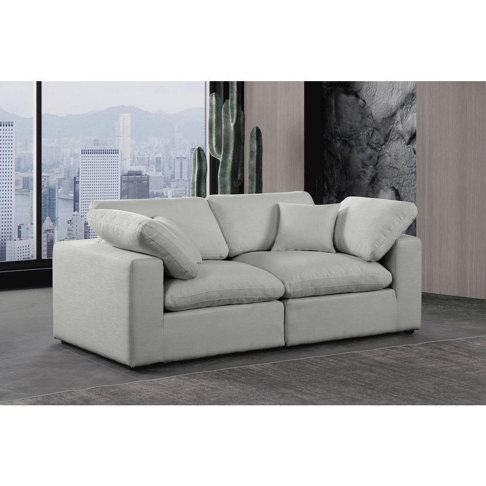 Comfy Grey Linen Textured Fabric Modular Sofa. Picture 2