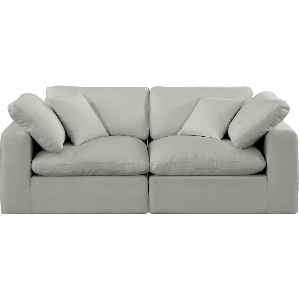 Comfy Grey Linen Textured Fabric Modular Sofa. Picture 4