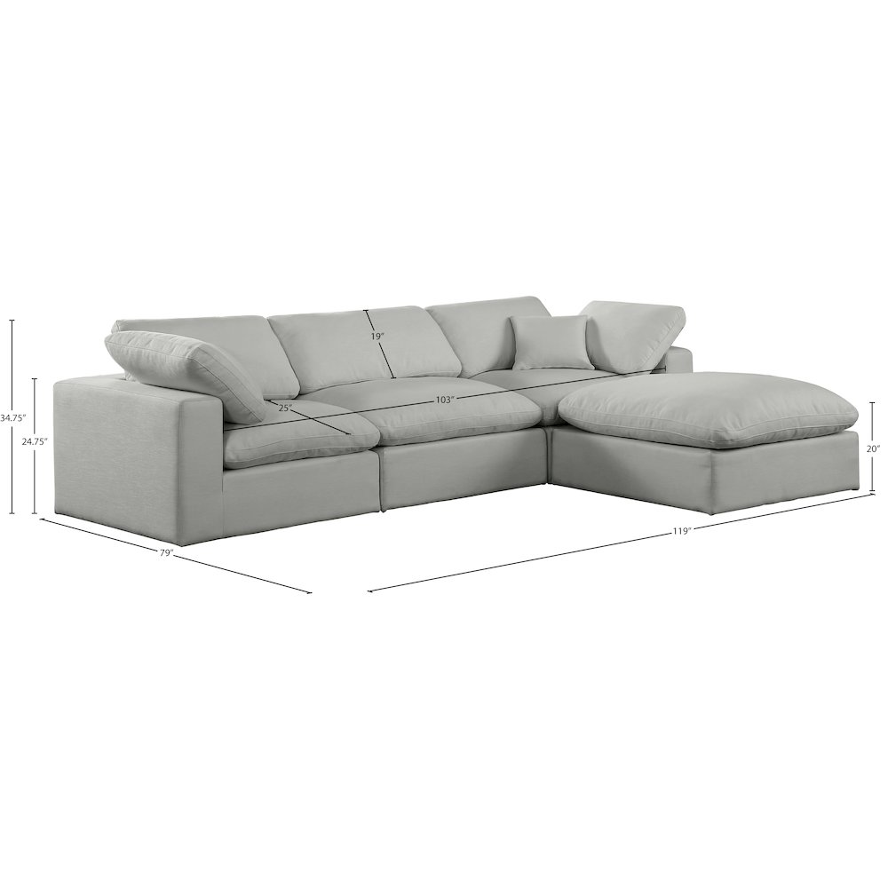 Comfy Grey Linen Textured Fabric Modular Sectional. Picture 15