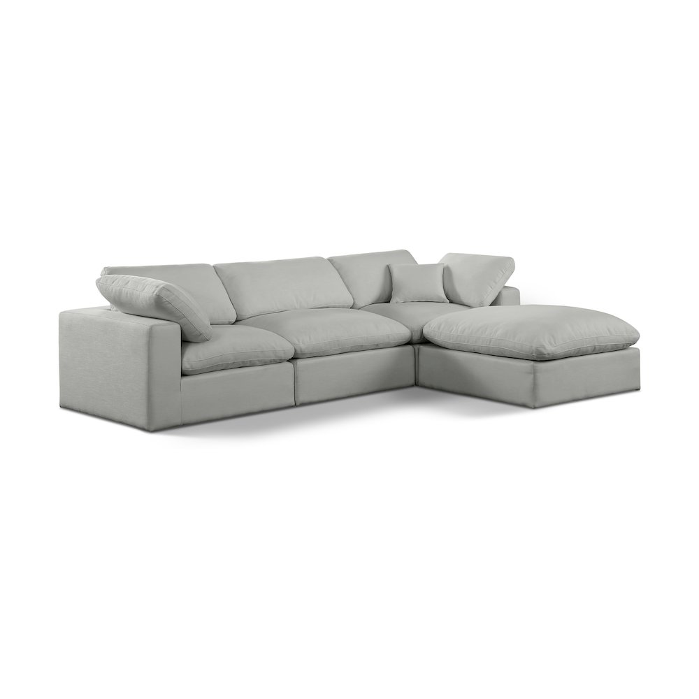Comfy Grey Linen Textured Fabric Modular Sectional. Picture 1