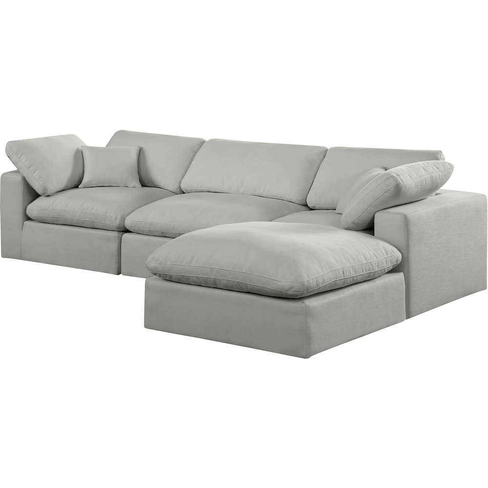 Comfy Grey Linen Textured Fabric Modular Sectional. Picture 2